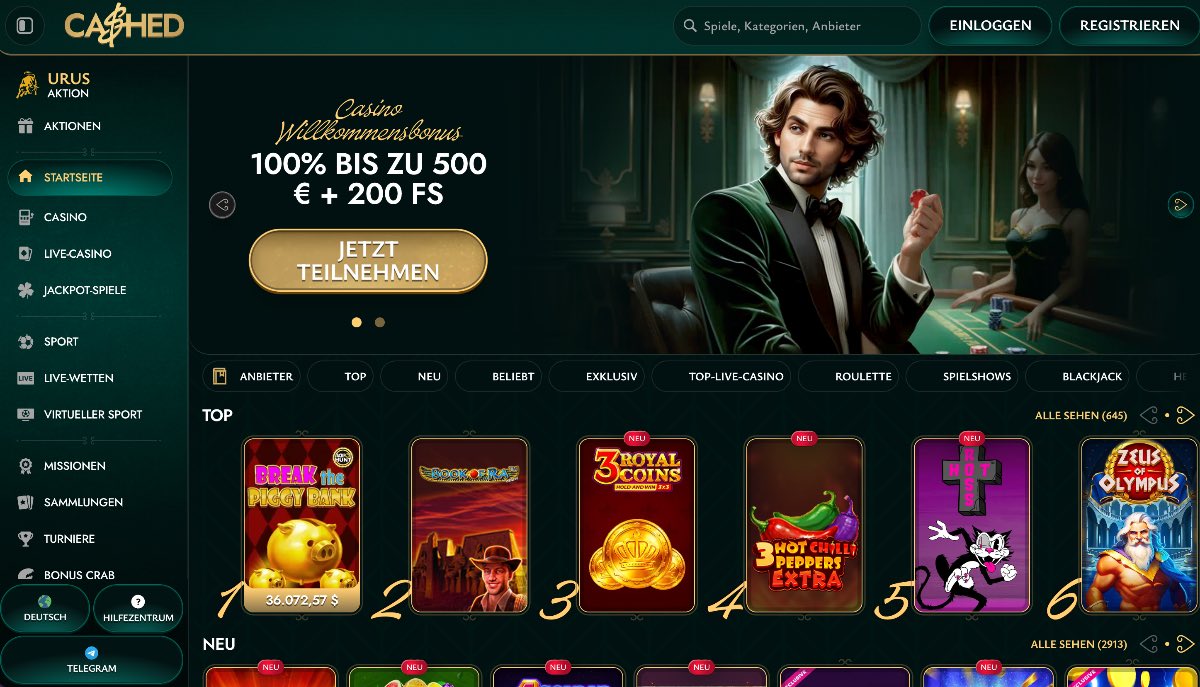 Cashed bietet als seriöser Wettanbieter ohne LUGAS eine professionelle Sportsbook-Plattform mit verifizierten Top-Providern und einem attraktiven VIP-System für besonders aktive Nutzer.