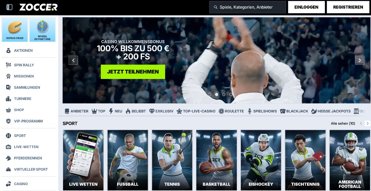 Zoccer ist ein erstklassiger Wettanbieter ohne LUGAS, der Sportwetten und über 9.000 Casinospiele unter einem einzigen Konto vereint und dabei völlige Freiheit von den üblichen Beschränkungen bietet.